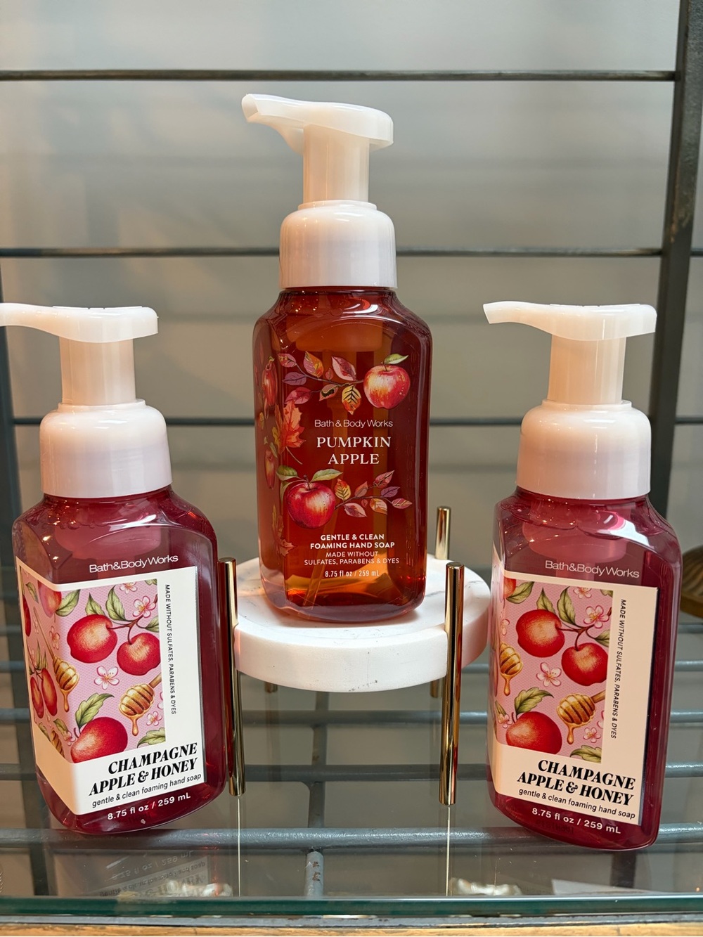 Bath & Body Work Pumpkin Apple/Chanpagne/Honey Gentle Foaming Hand Soap Trio NWT